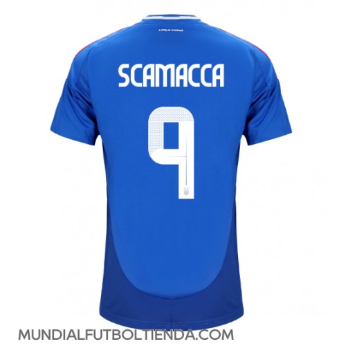 Camiseta Italia Gianluca Scamacca #9 Primera Equipación Replica Eurocopa 2024 mangas cortas